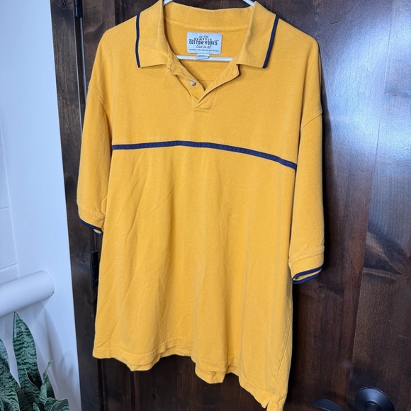Vintage Seattle Cotton Works Polo Shirt in Yellow and navy Size XL 100% cotton - Picture 1 of 5